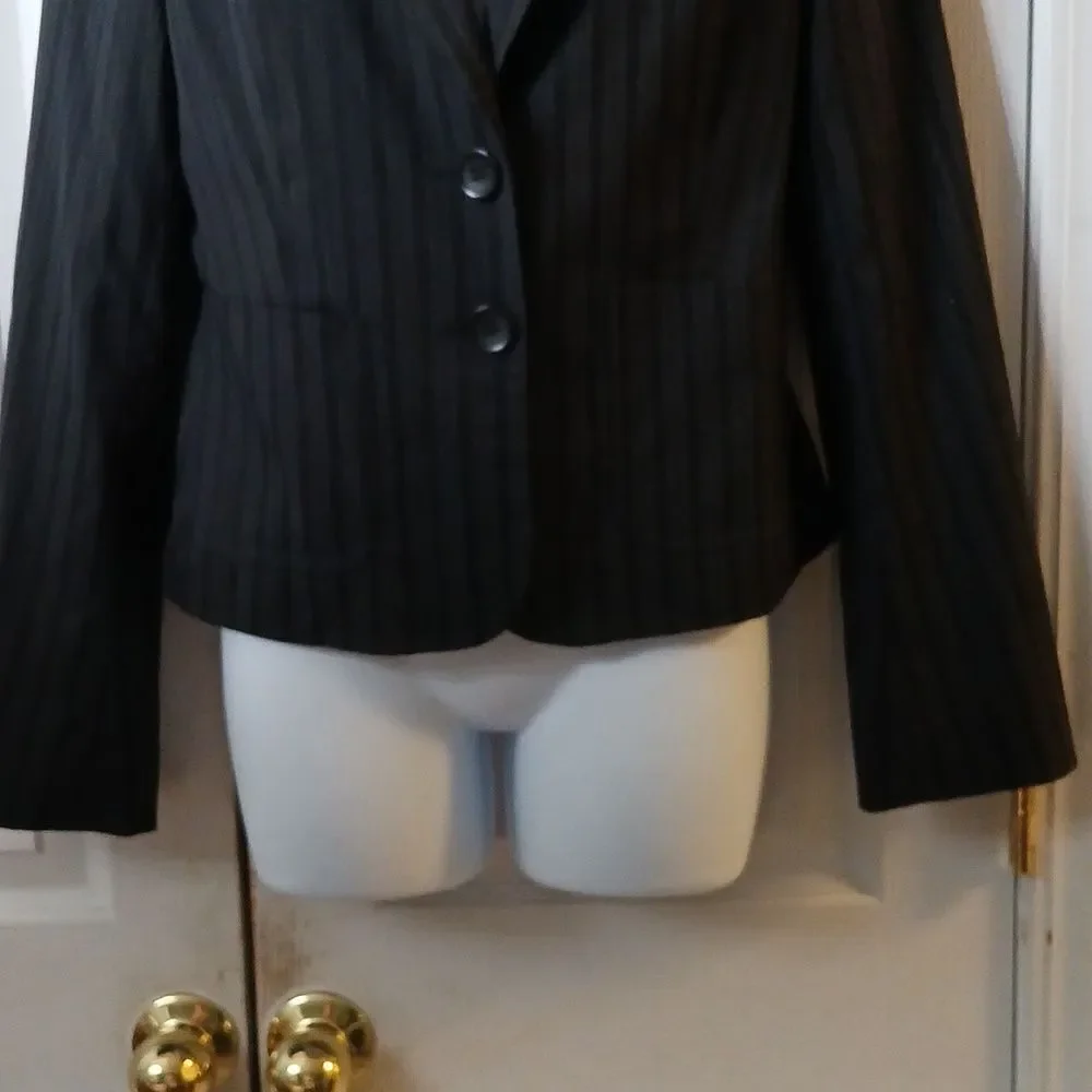 Express Design Studio black & dark blue striped button front blazer jacket Sz 4